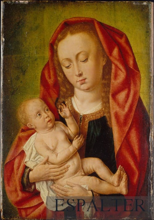 Cuadro antiguo Representación de la Virgen María y el Niño Jesús, pintura sobre tabla del siglo XVI, Tasación y compra de cuadros antiguos de La Virgen