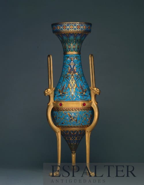 jarrón antiguo de esmalte siglo XIX