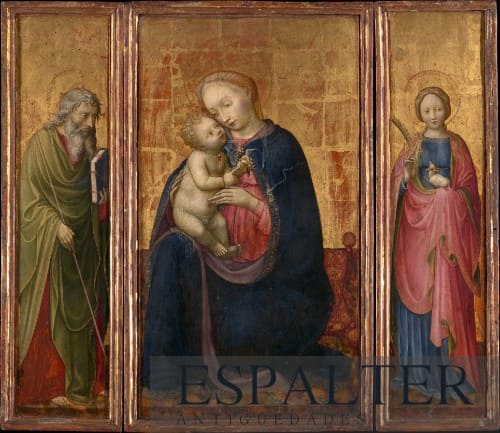 San Felite y Santa Inés pintura tabla antigua