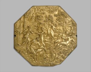 Placa de Bronce siglo XVII relieve antigua compra directa en Madrid Anticuarios