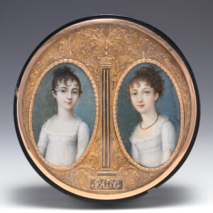 Pareja de miniaturas pintadas sobre marfil siglo XIX, cuadros en miniatura antiguos de marfil
